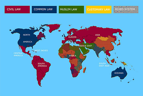 World divided by legal systems (map)